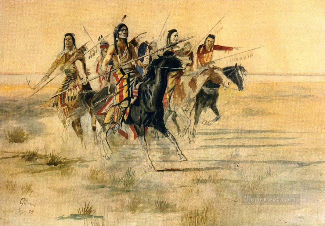 Caza de indios 1894 Charles Marion Russell Pintura al óleo